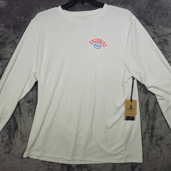 Chubbies The Ride The Wave Sun Crew Long Sleeve Shirt Men's Xtra Large White - Picture 1 of 8